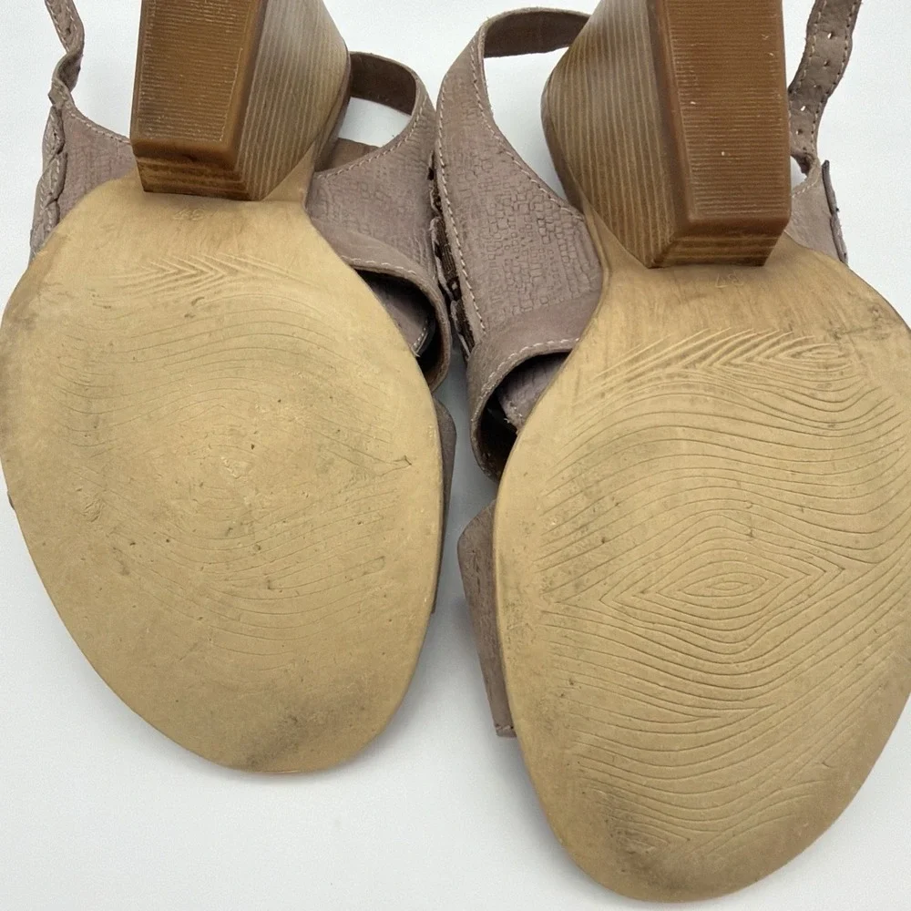 Miz Mooz Leather Slingback Wedge Sandals Open Toe Multi Strap Taupe EU 37